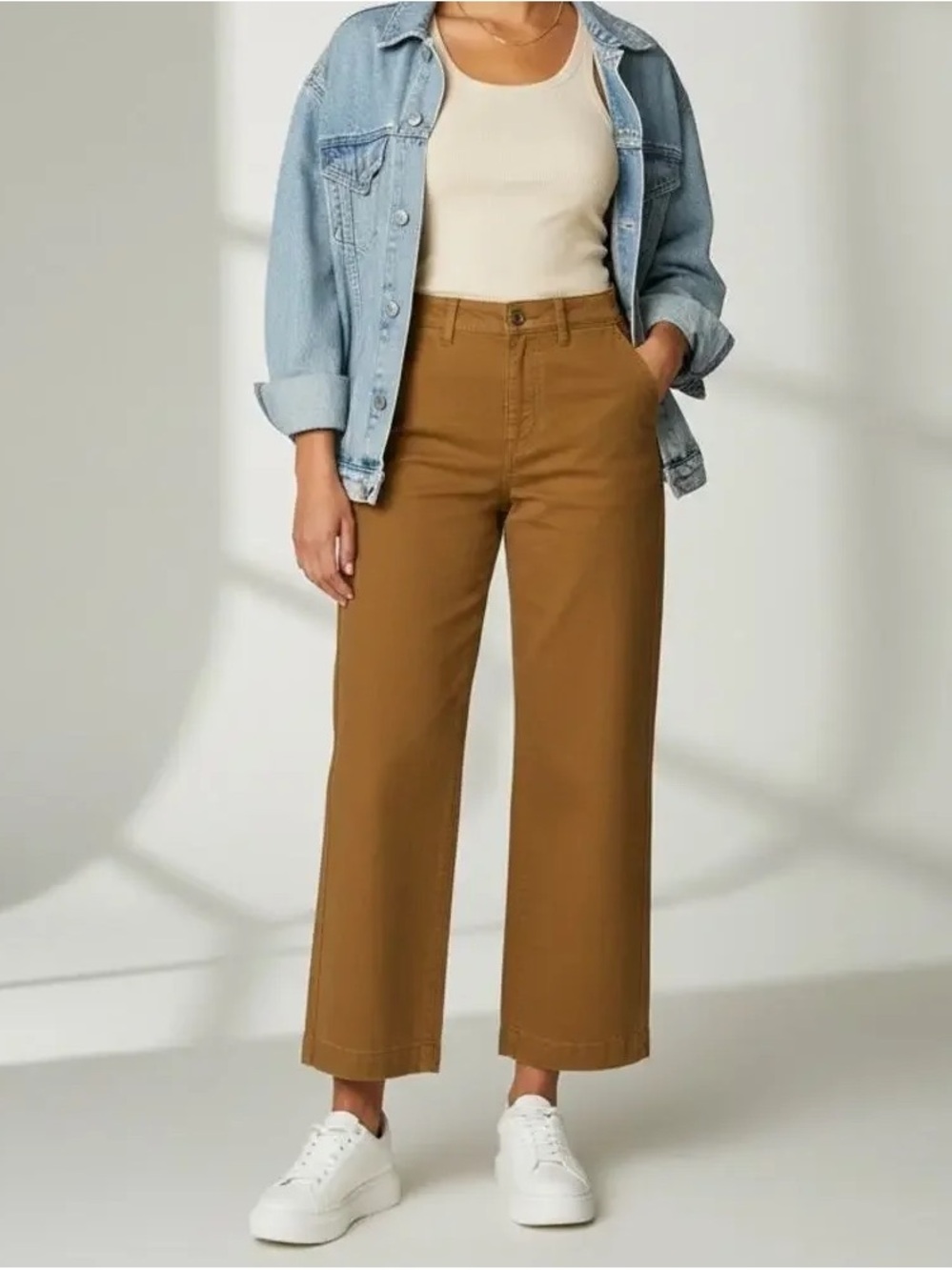 Marine Layer Bridget Wide Leg Crop Pants Women’s 2 Tobacco Brown High Rise